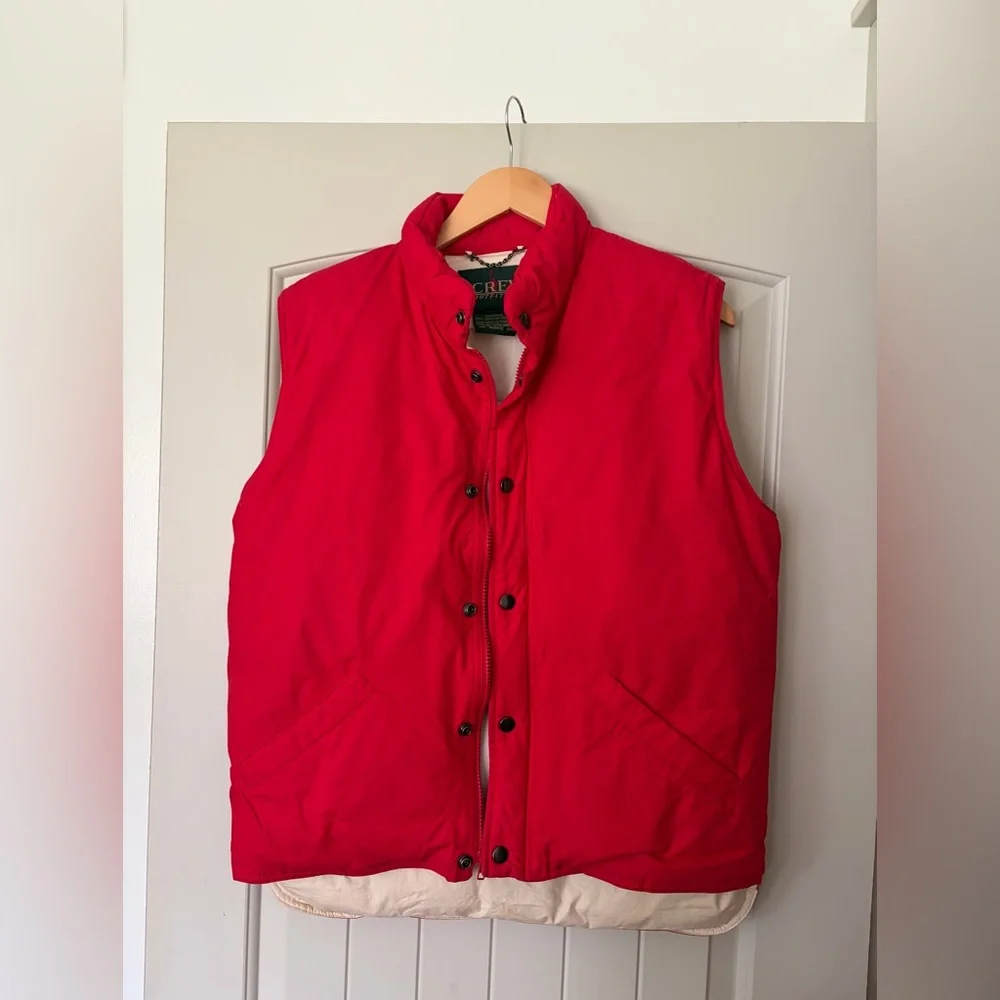 J. Crew Outfitters Vintage 90s Red Goose Down Cotton Puffer Vest | Men’s Small